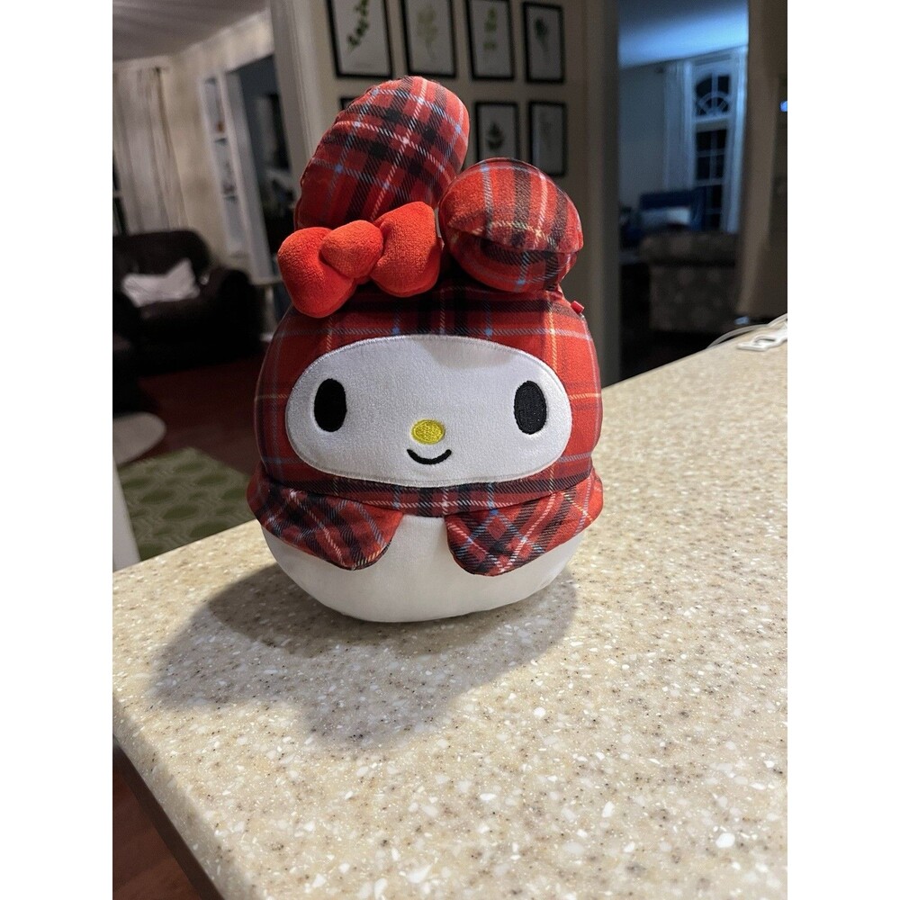 Squishmallows My Melody Sanrio 2023 Red Plaid Tartan Holiday Plush Kellytoy 8”